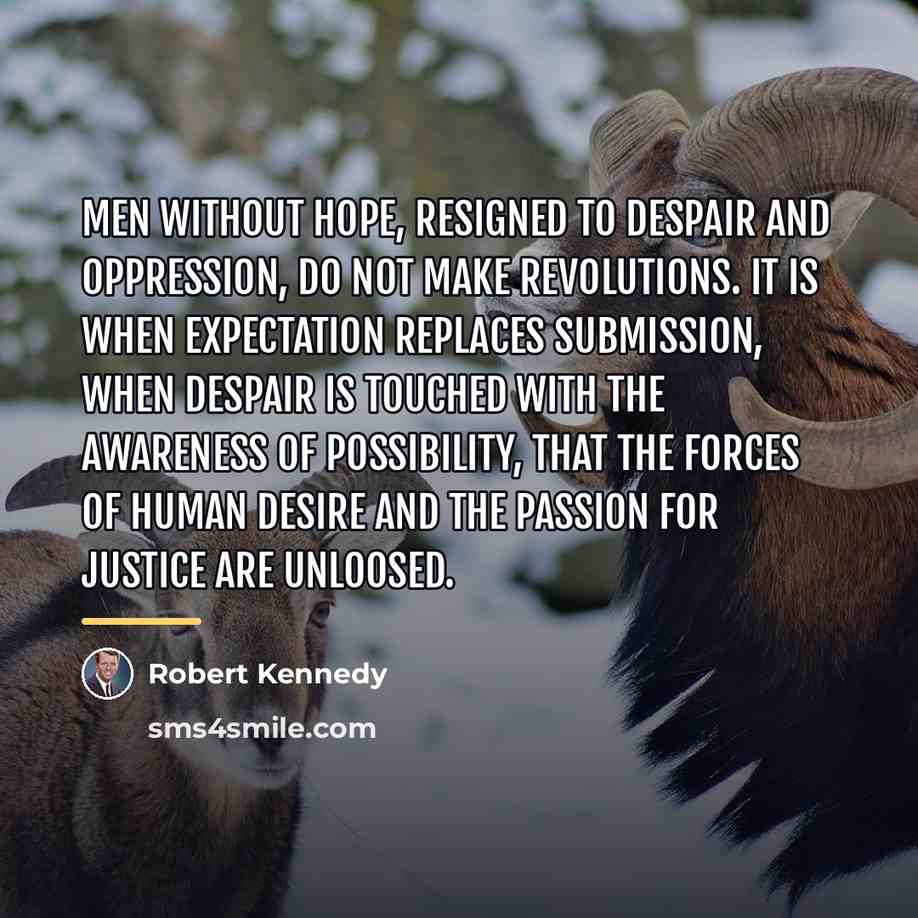 “Men without hope, resigned to despair and oppression, do not…” quote by Robert Kennedy