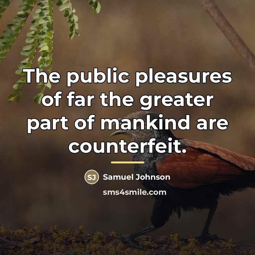 “The public pleasures of far the greater part of mankind…” quote by Samuel Johnson