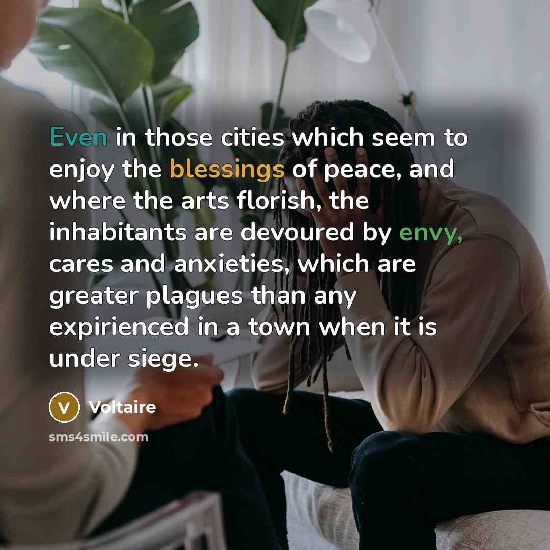 “Even in those cities which seem to enjoy the blessings…” quote by Voltaire