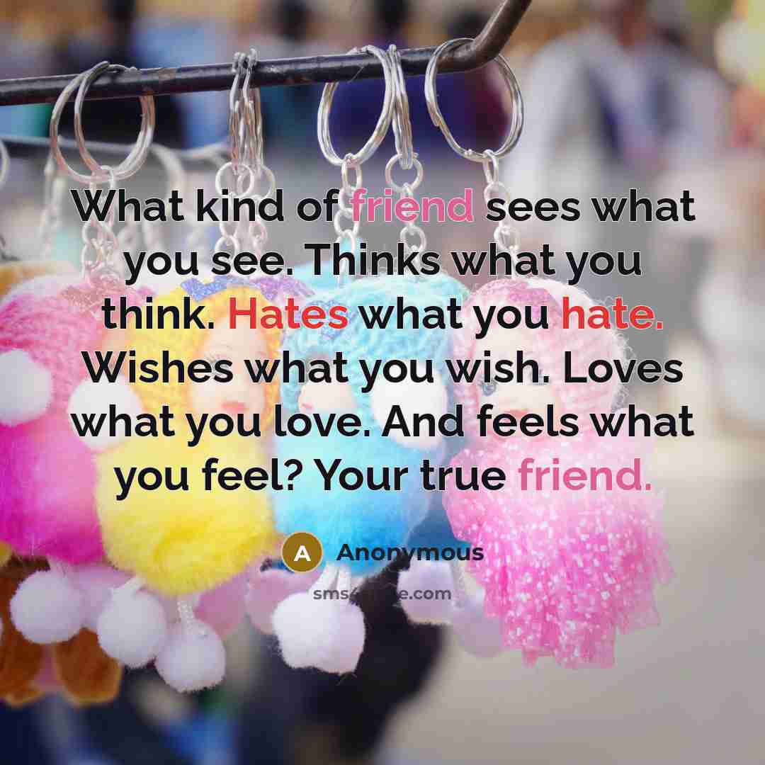 “What kind of friend sees what you see. Thinks what…” quote by Anonymous