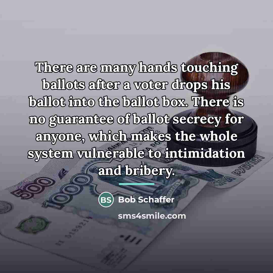 “There are many hands touching ballots after a voter drops…” quote by Bob Schaffer