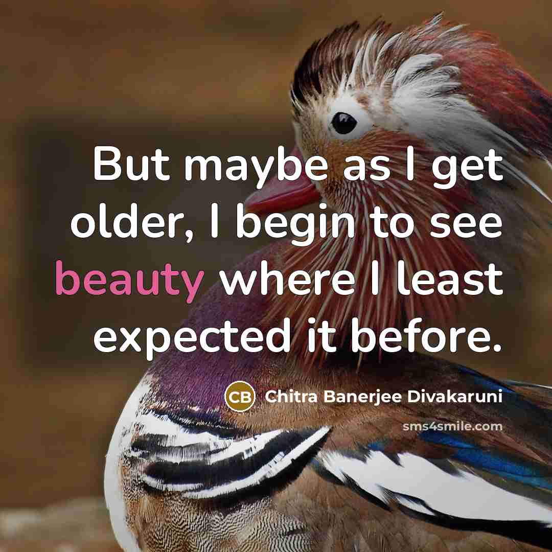 “But maybe as I get older, I begin to see…” quote by Chitra Banerjee Divakaruni