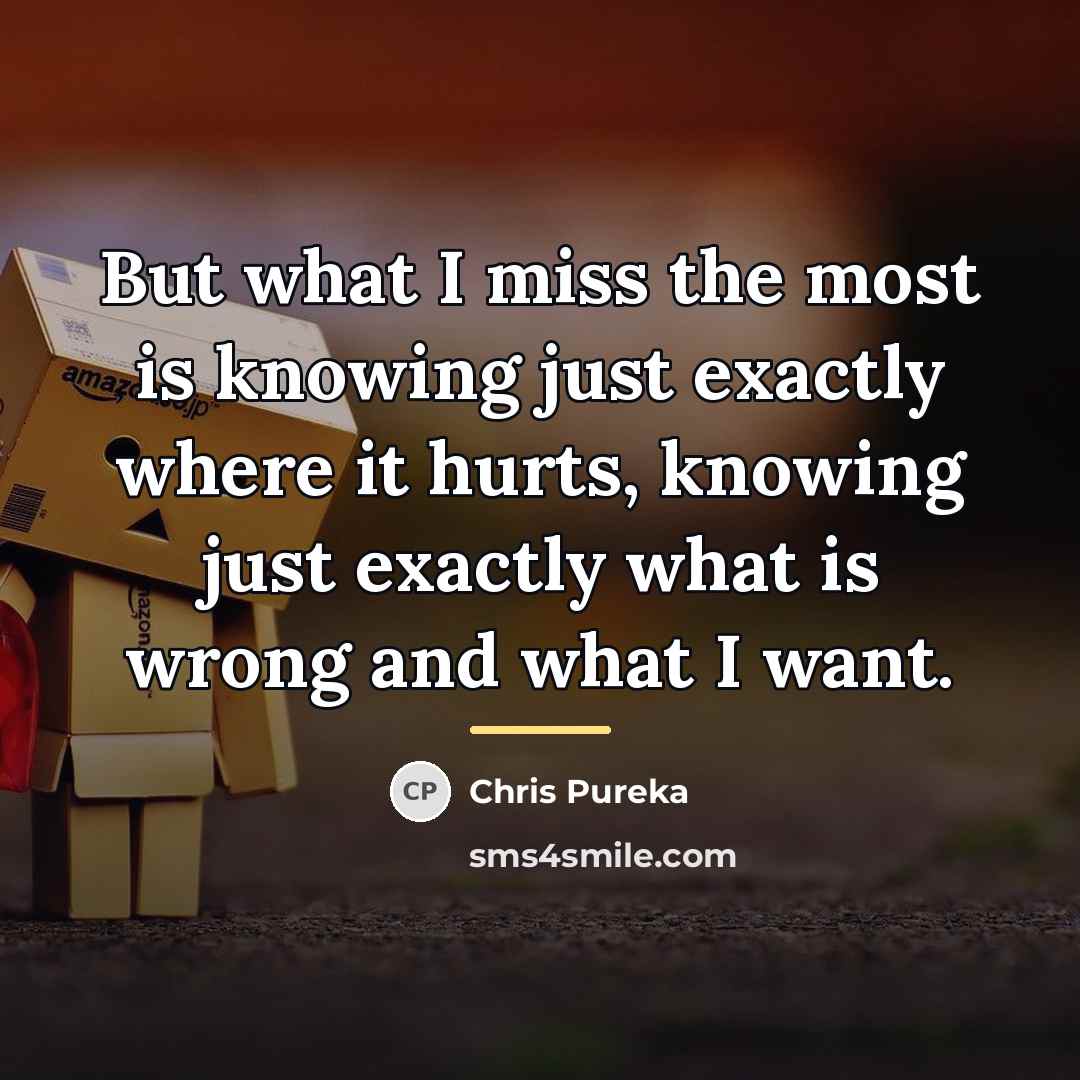 “But what I miss the most is knowing just exactly…” quote by Chris Pureka