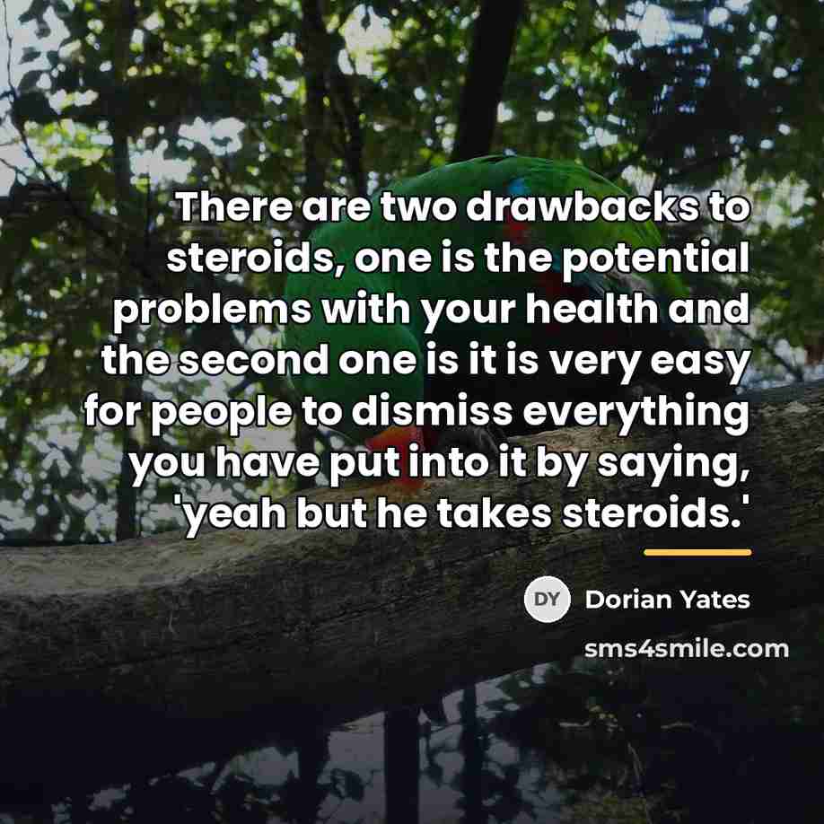 “There are two drawbacks to steroids, one is the potential…” quote by Dorian Yates