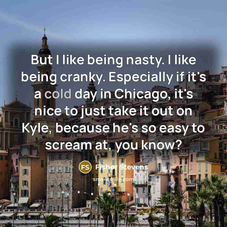 “But I like being nasty. I like being cranky. Especially…” quote by Fisher Stevens