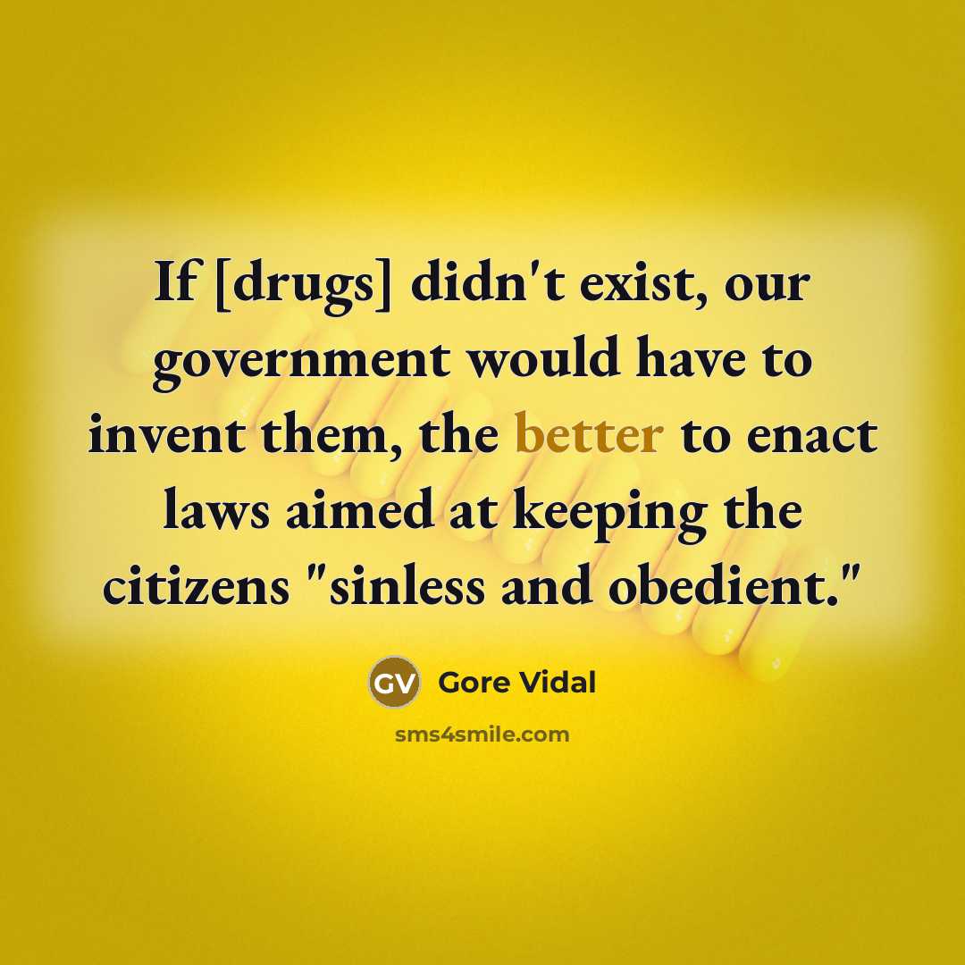“If [drugs] didn't exist, our government would have to invent…” quote by Gore Vidal