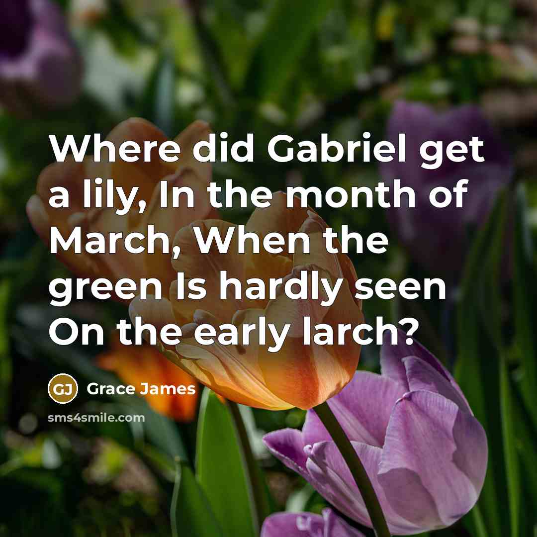 “Where did Gabriel get a lily, In the month of…” quote by Grace James