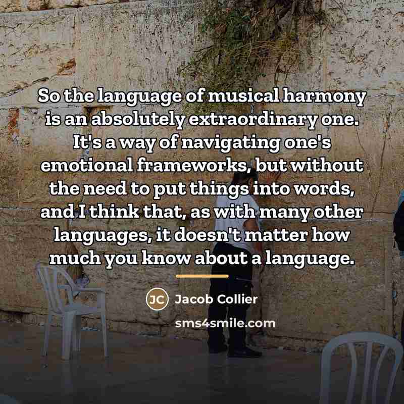 “So the language of musical harmony is an absolutely extraordinary…” quote by Jacob Collier