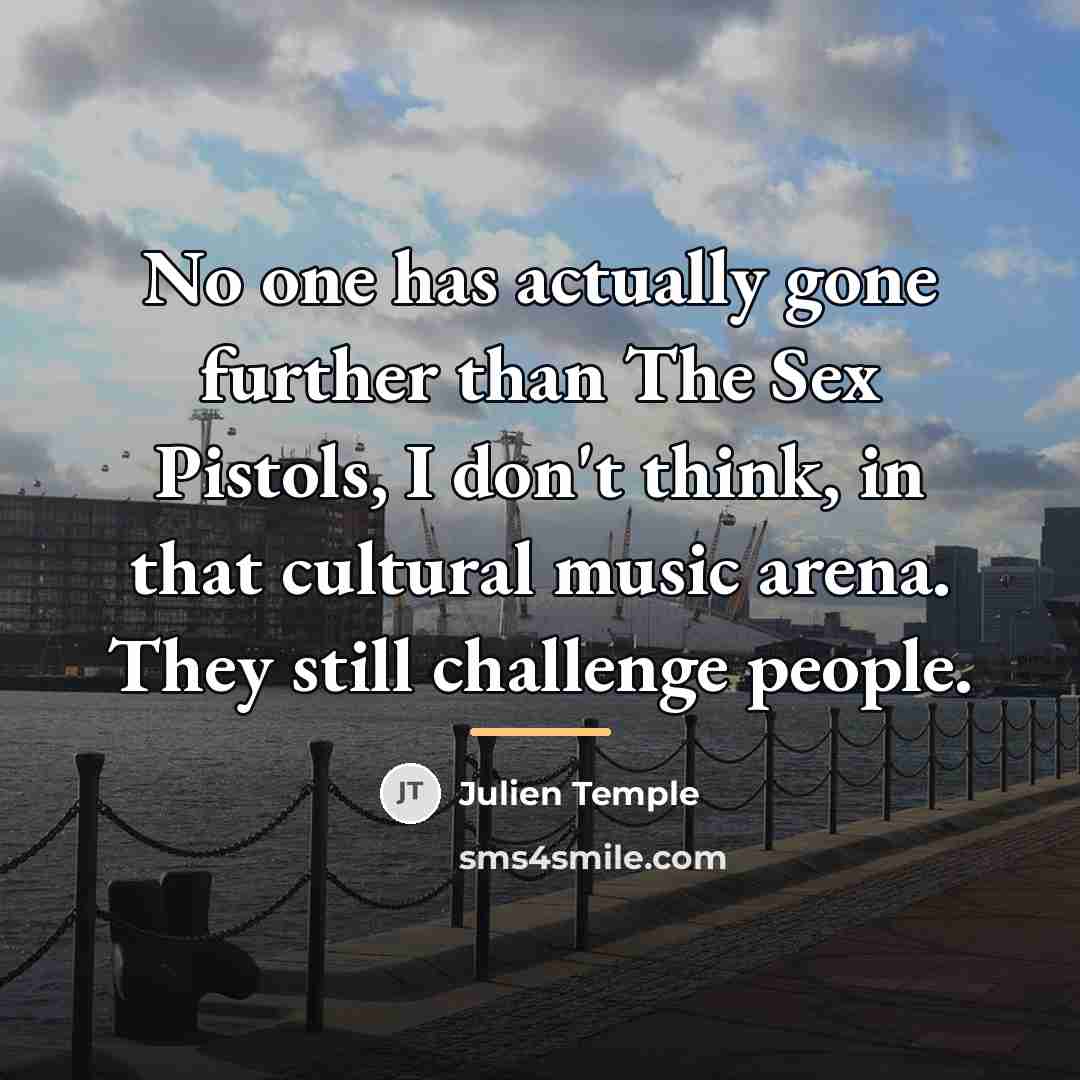 “No one has actually gone further than The Sex Pistols,…” quote by Julien Temple