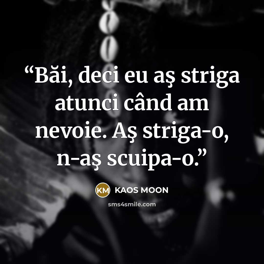 “Băi, deci eu aş striga atunci când am nevoie. Aş striga-o, n-aş scuipa-o.” quote by KAOS MOON