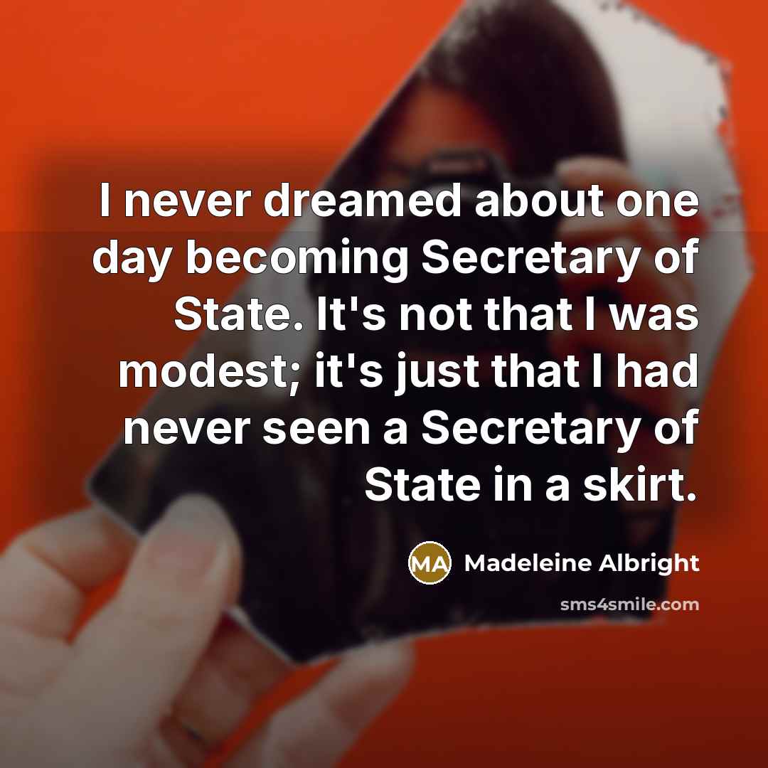 “I never dreamed about one day becoming Secretary of State.…” quote by Madeleine Albright