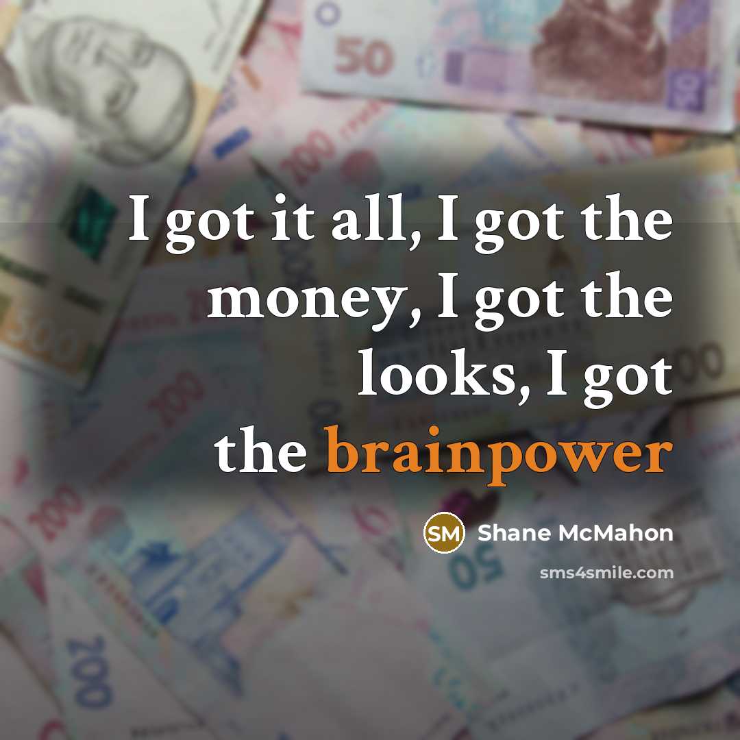 “I got it all, I got the money, I got the looks, I got the brainpower” quote by Shane McMahon