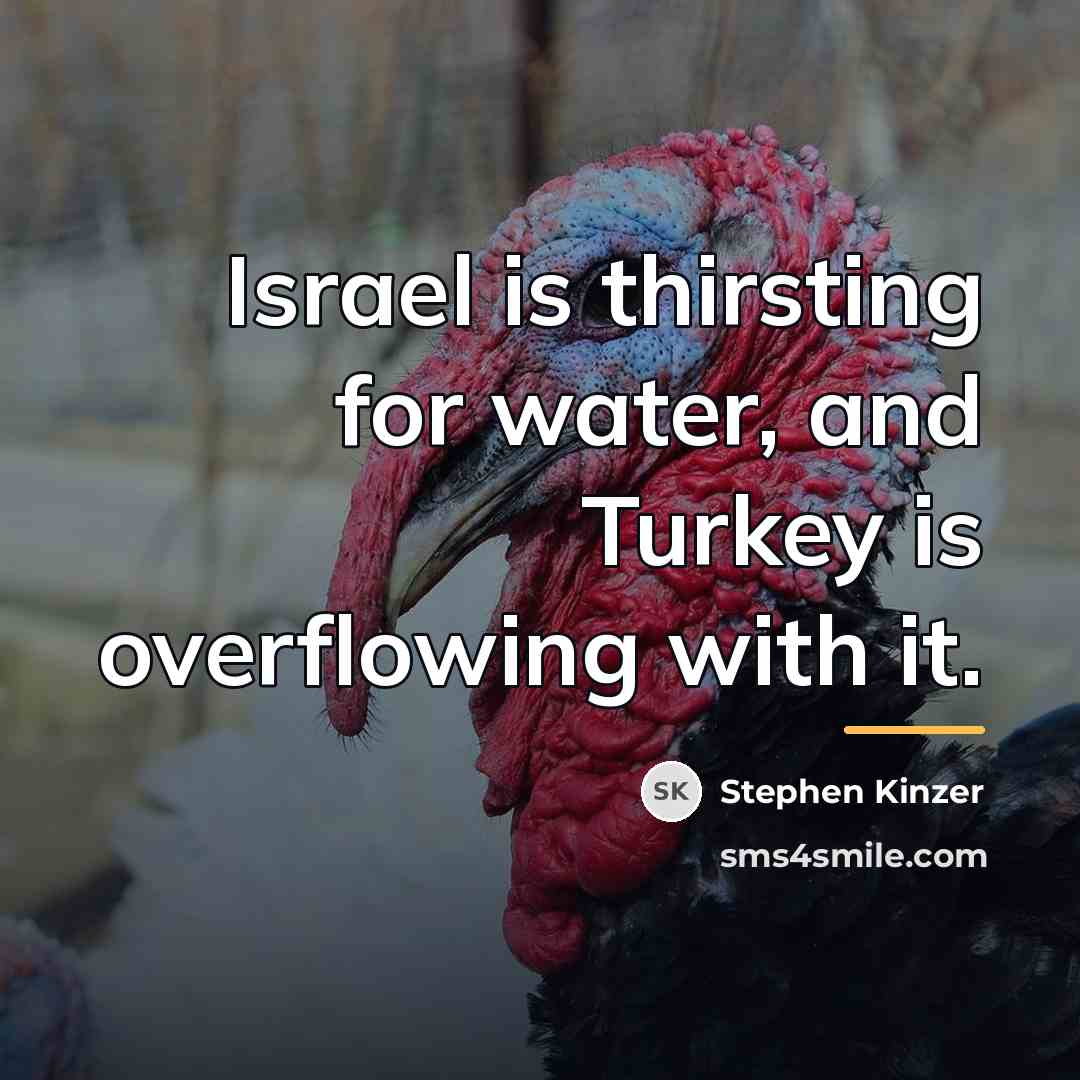 “Israel is thirsting for water, and Turkey is overflowing with…” quote by Stephen Kinzer