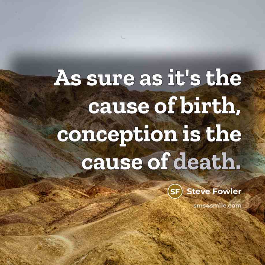 “As sure as it's the cause of birth, conception is…” quote by Steve Fowler