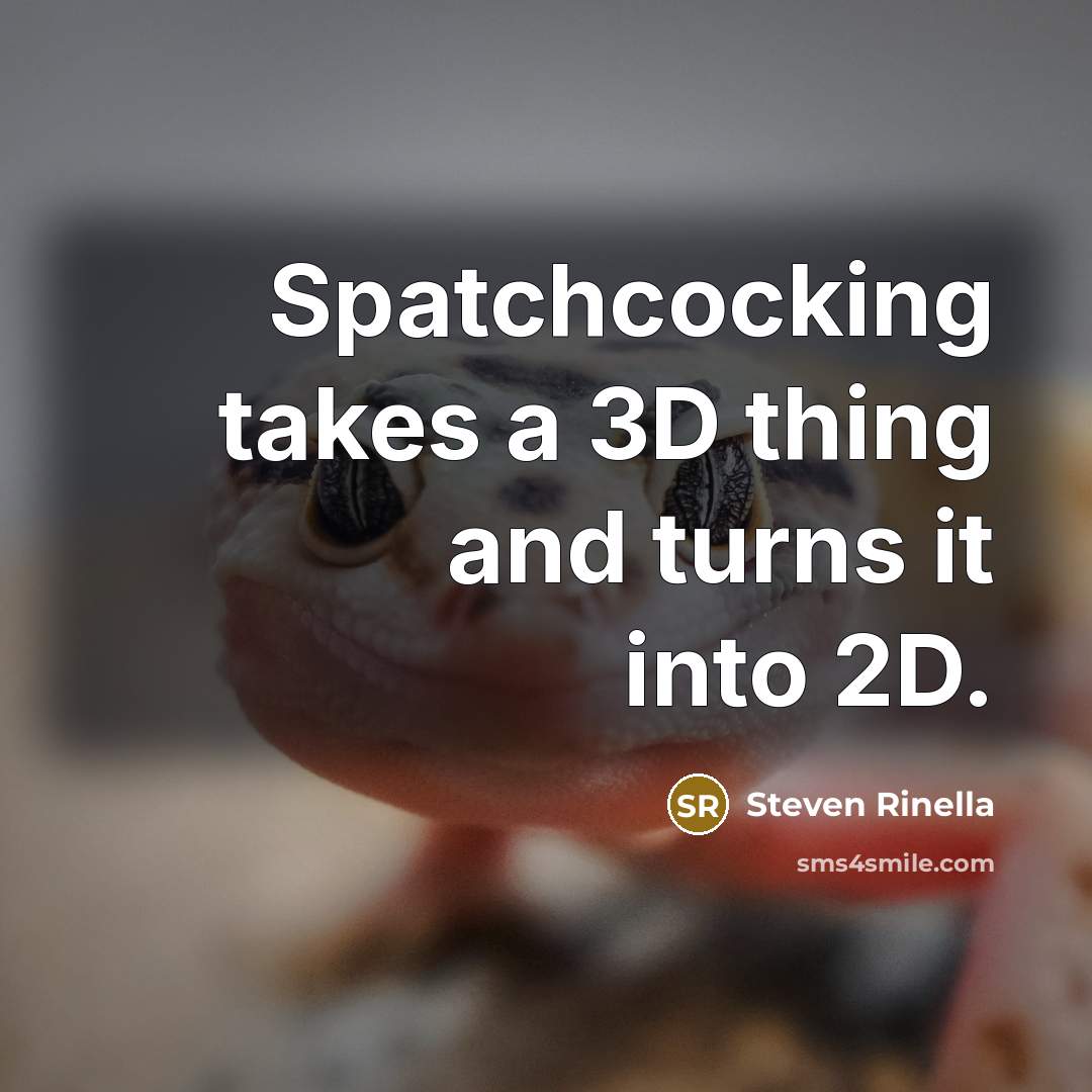 “Spatchcocking takes a 3D thing and turns it into 2D.” quote by Steven Rinella