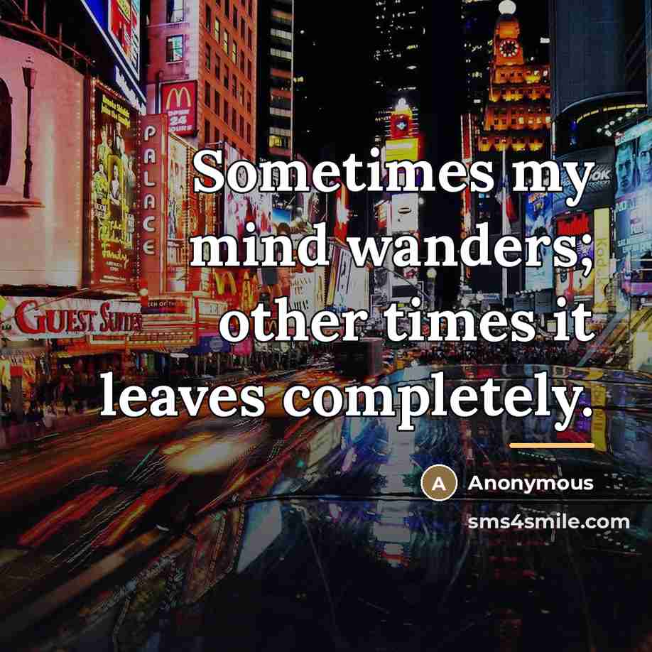 “Sometimes my mind wanders; other times it leaves completely.…” quote by Anonymous