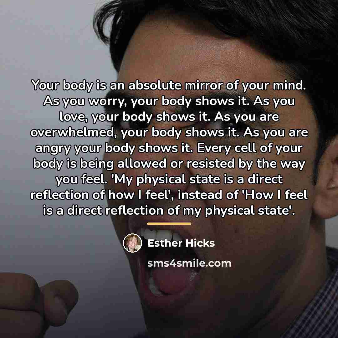 “Your body is an absolute mirror of your mind. As…” quote by Esther Hicks