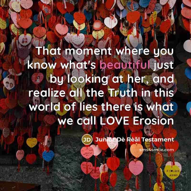 “That moment where you know what's beautiful just by looking…” quote by Junior Dè Rèál Testament