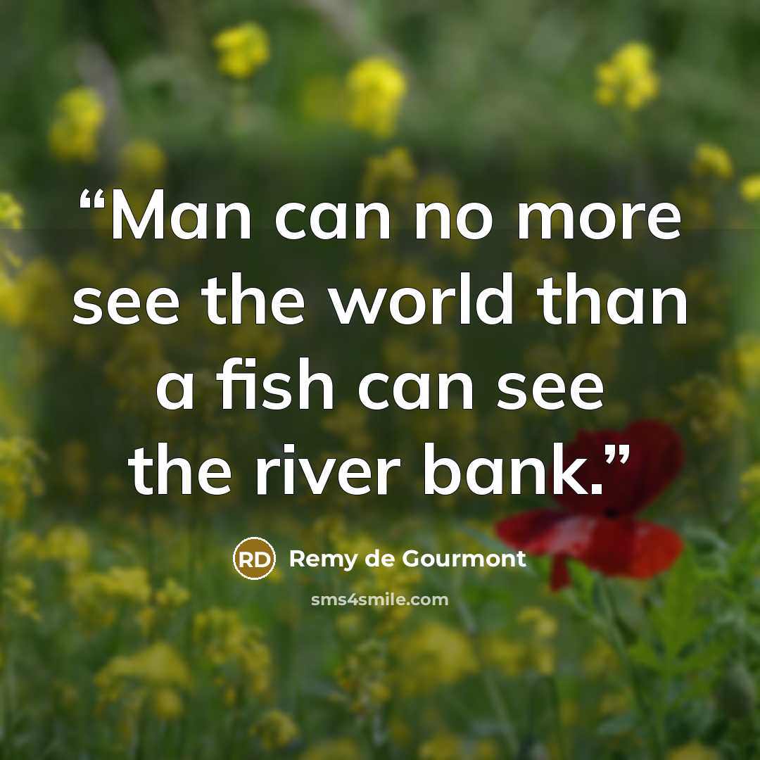 “Man can no more see the world than a fish can see the river bank.” quote by Remy de Gourmont