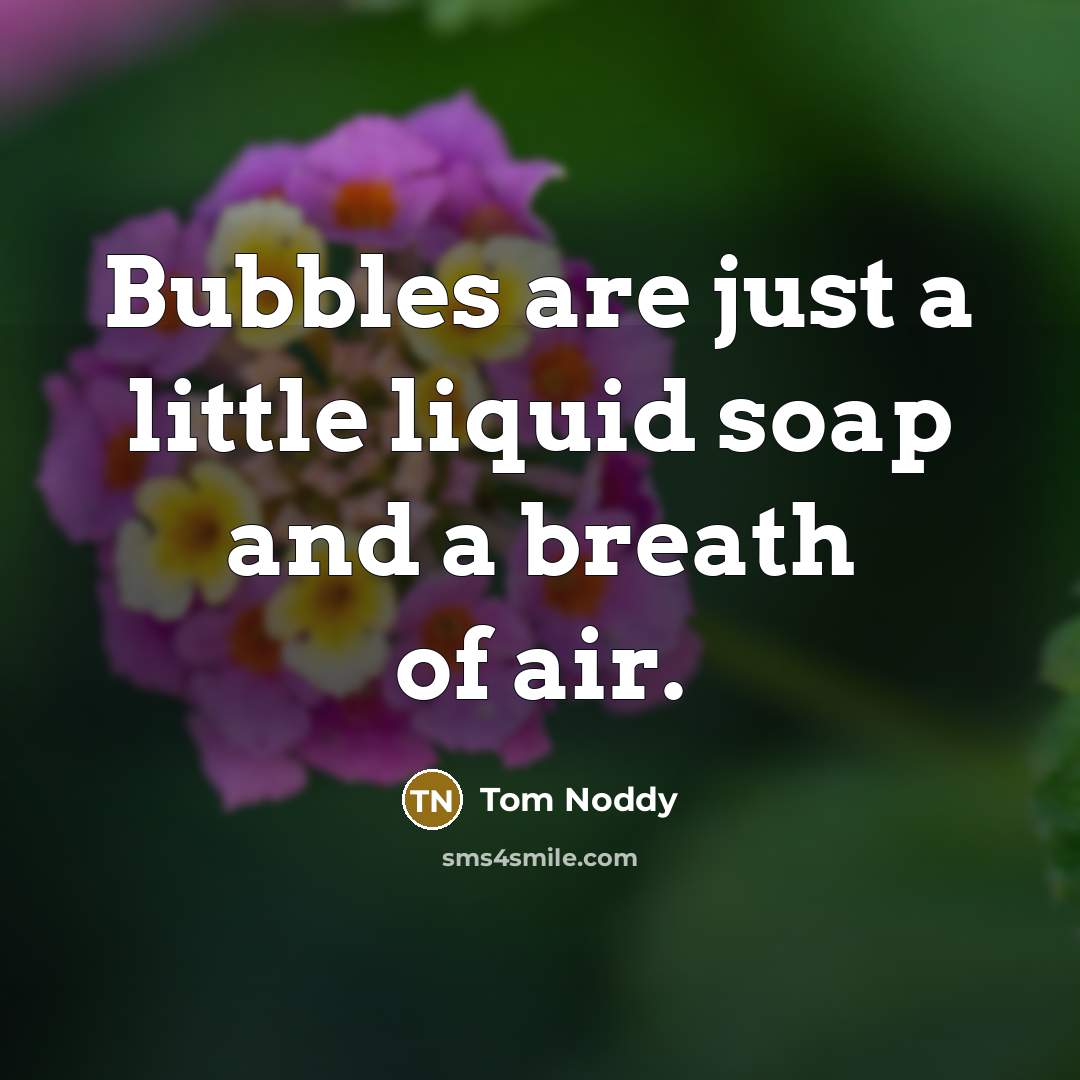 “Bubbles are just a little liquid soap and a breath…” quote by Tom Noddy