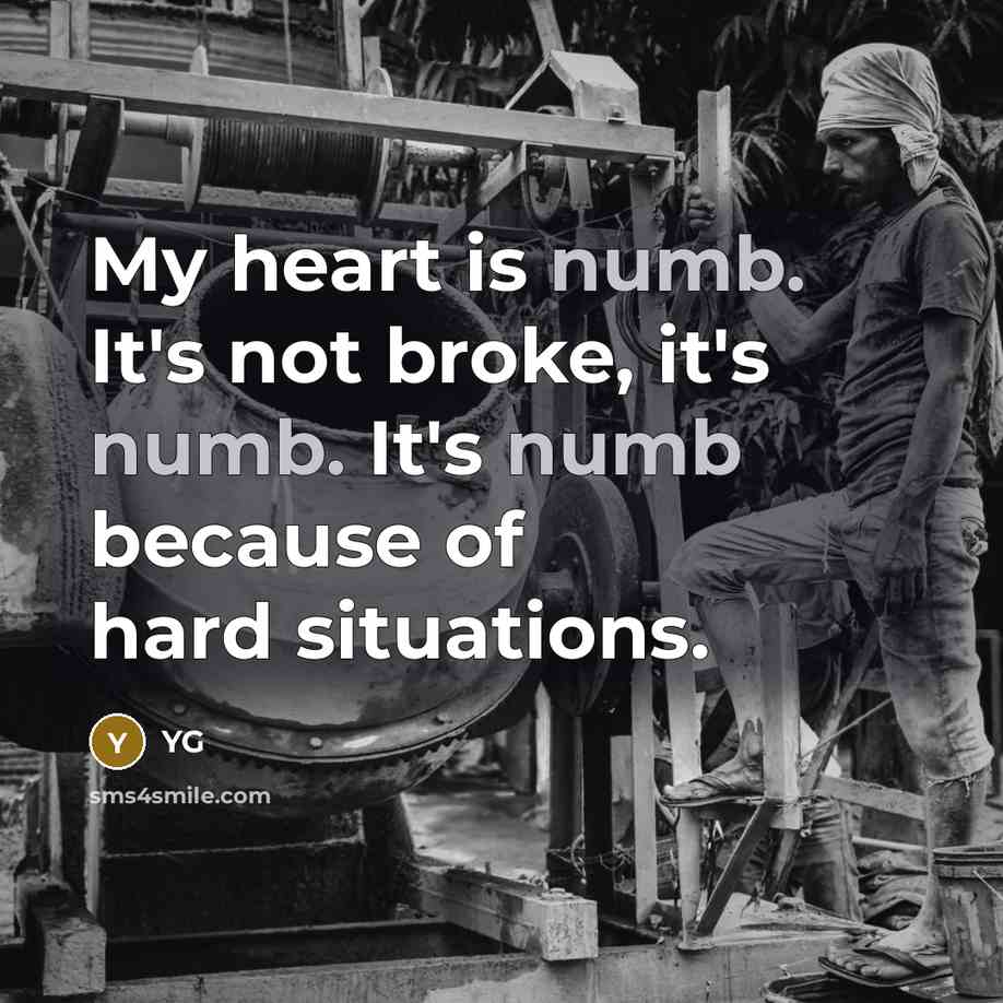 “My heart is numb. It's not broke, it's numb. It's…” quote by YG