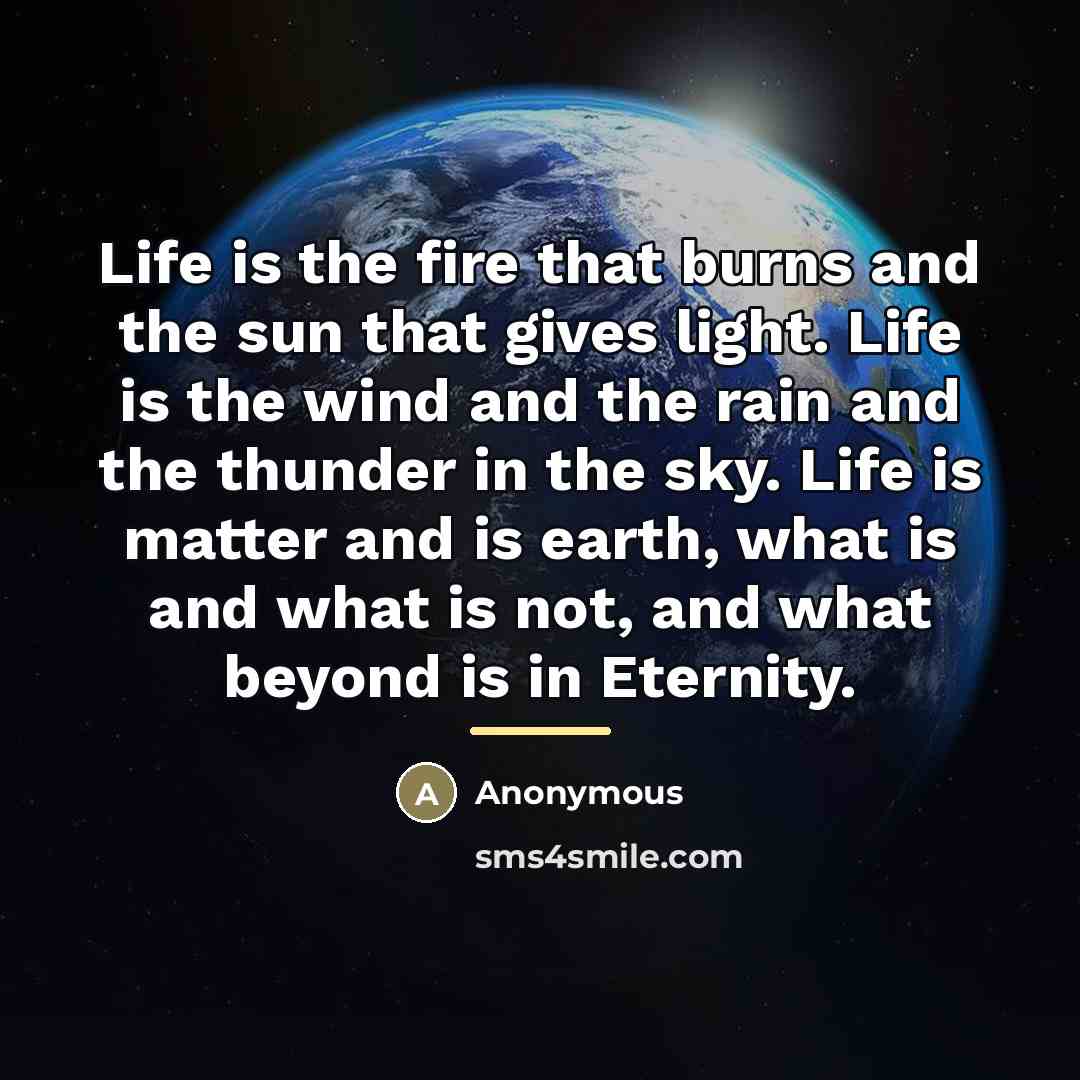 “Life is the fire that burns and the sun that…” quote by Anonymous