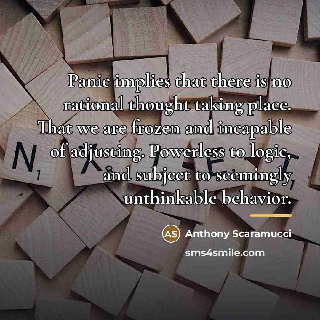 “Panic implies that there is no rational thought taking place.…” quote by Anthony Scaramucci