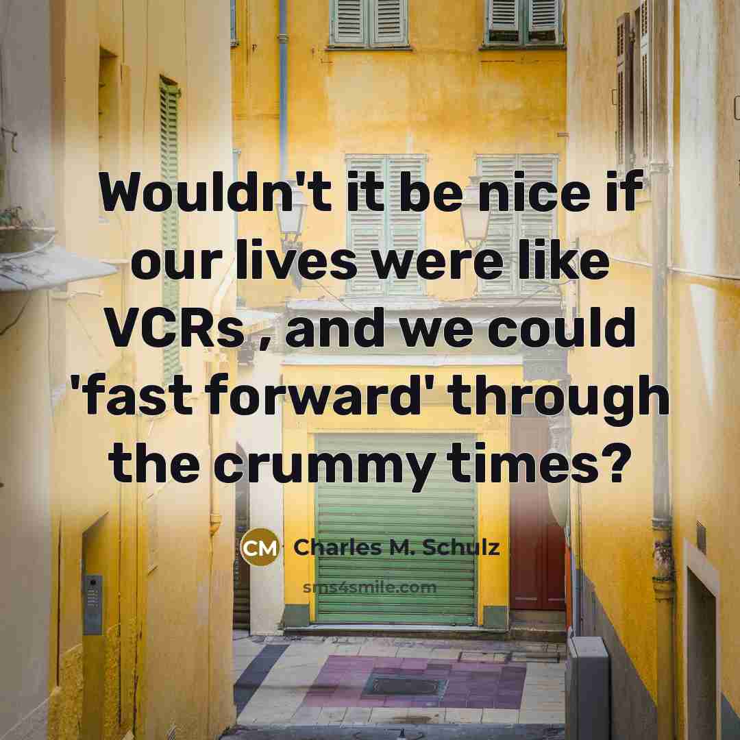 “Wouldn't it be nice if our lives were like VCRs…” quote by Charles M. Schulz