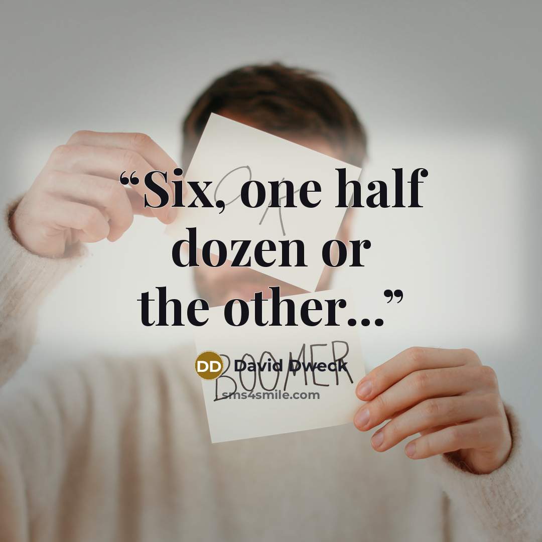 “Six, one half dozen or the other...” quote by David Dweck