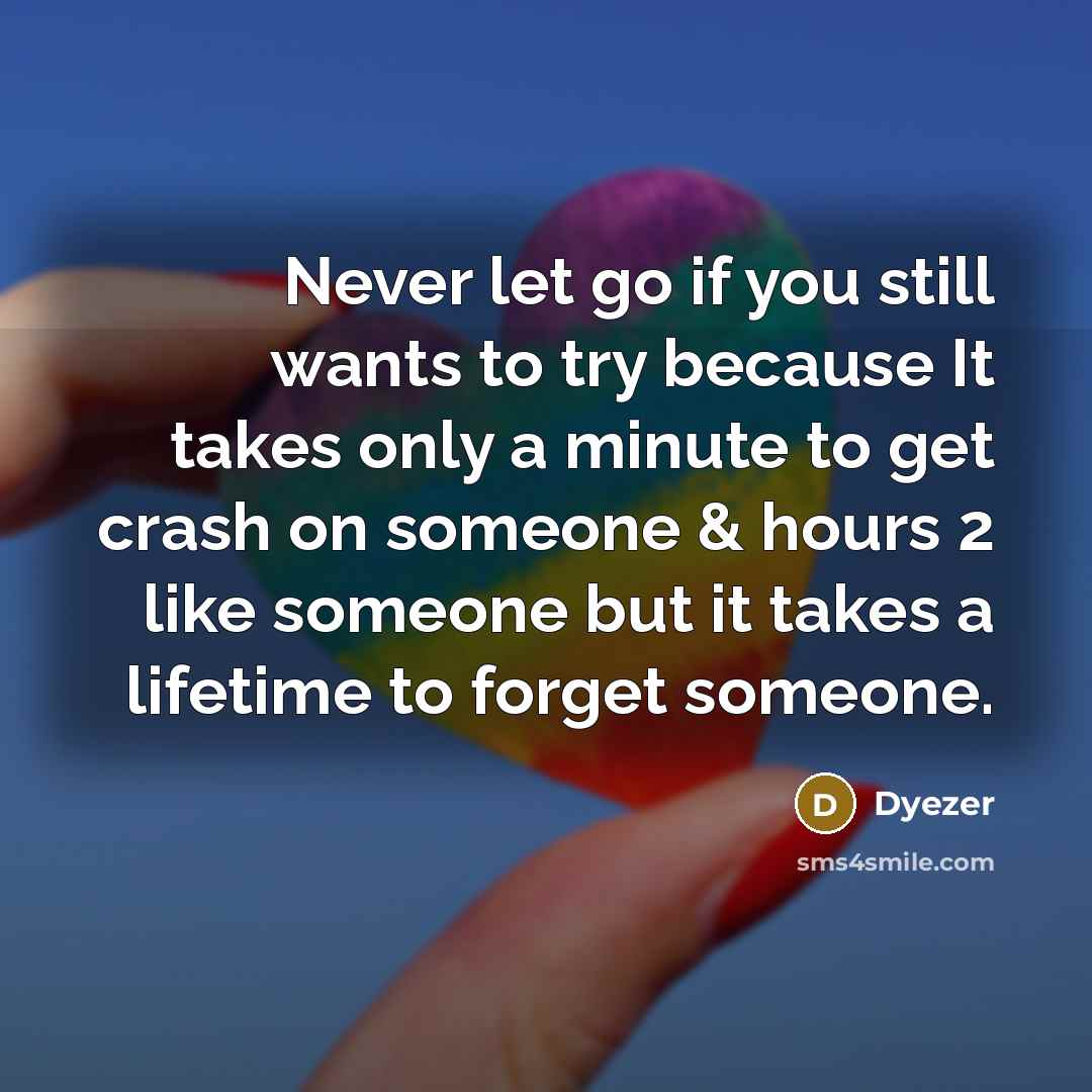“Never let go if you still wants to try because…” quote by Dyezer