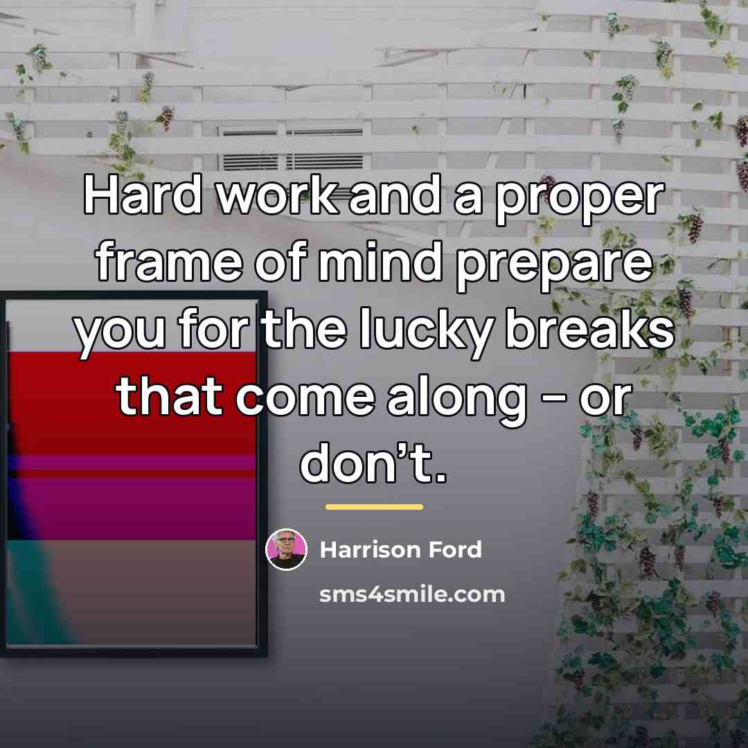 “Hard work and a proper frame of mind prepare you…” quote by Harrison Ford