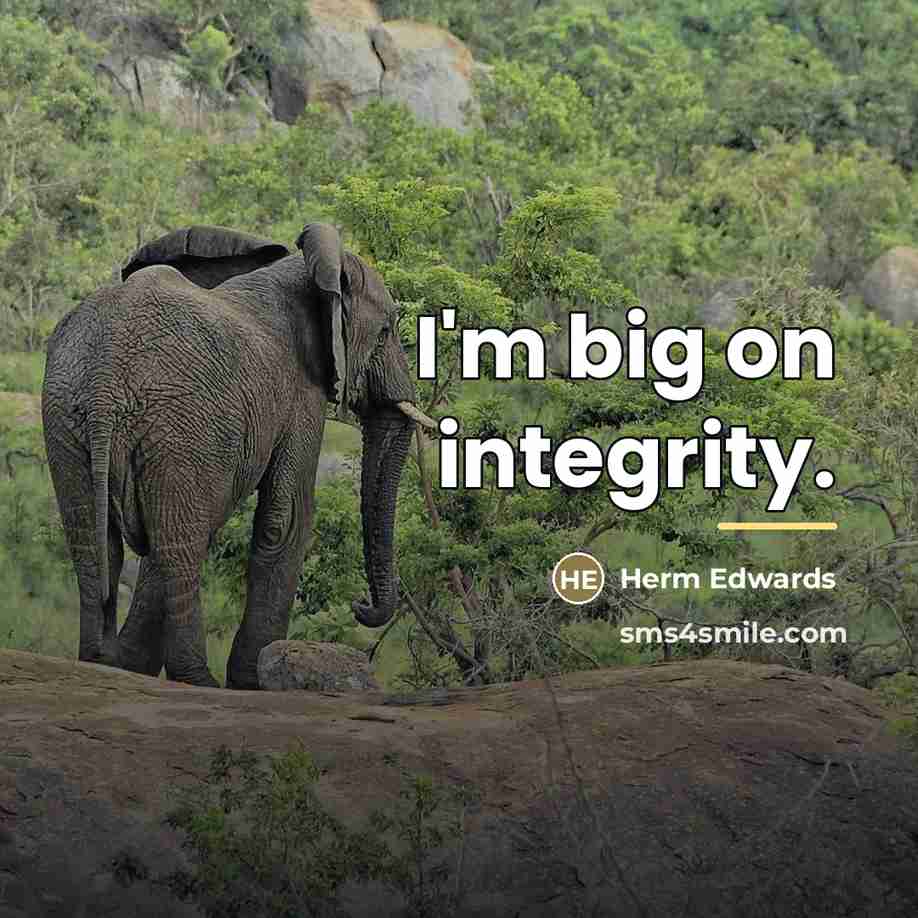“I'm big on integrity.…” quote by Herm Edwards