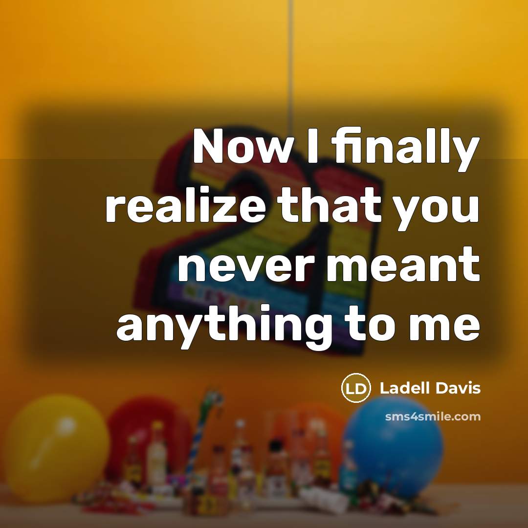 “Now I finally realize that you never meant anything to…” quote by Ladell Davis