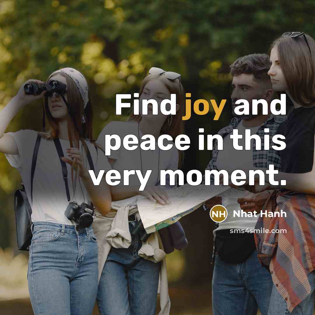 “Find joy and peace in this very moment.…” quote by Nhat Hanh