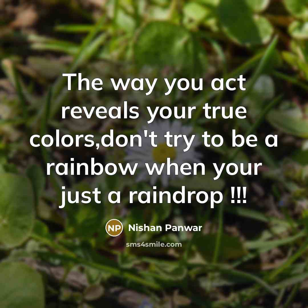 “The way you act reveals your true colors,don't try to…” quote by Nishan Panwar