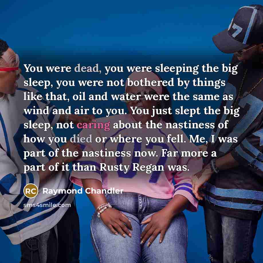 “You were dead, you were sleeping the big sleep, you…” quote by Raymond Chandler