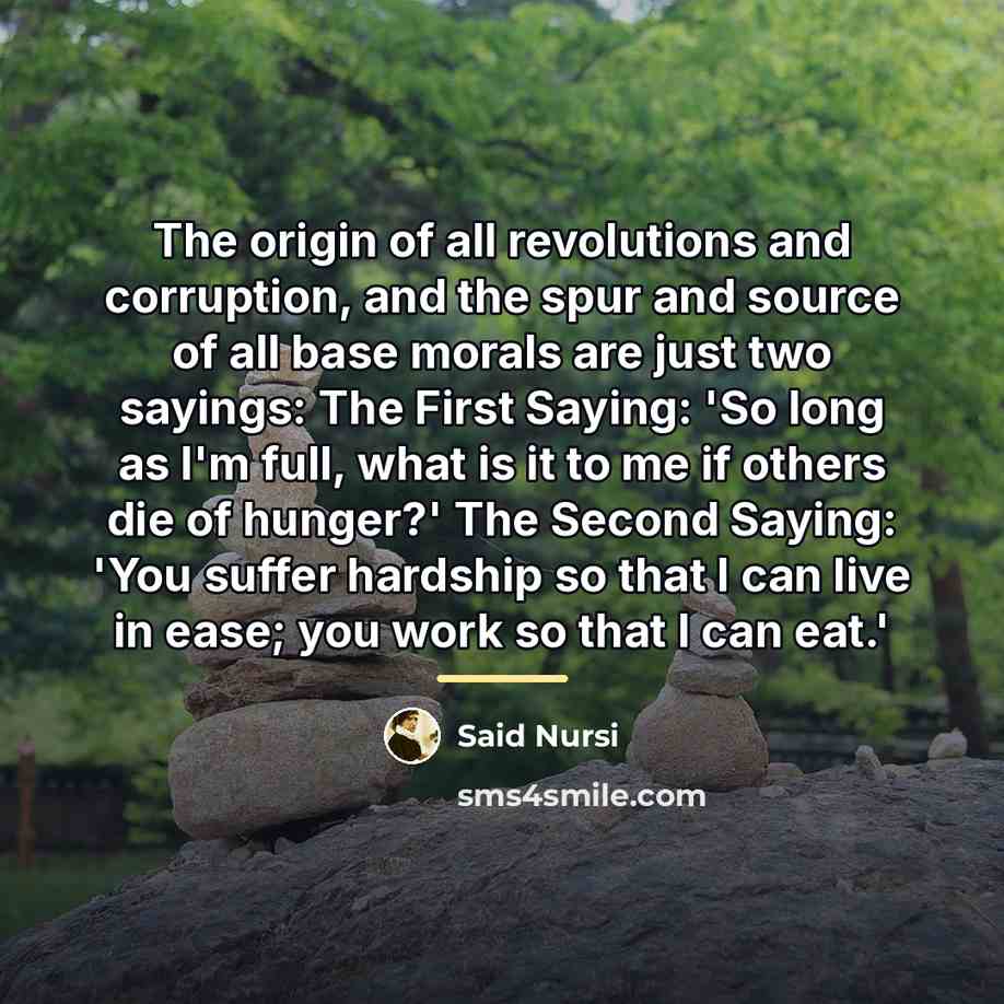 “The origin of all revolutions and corruption, and the spur…” quote by Said Nursi