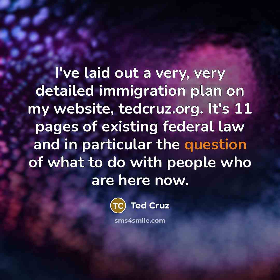 “I've laid out a very, very detailed immigration plan on…” quote by Ted Cruz