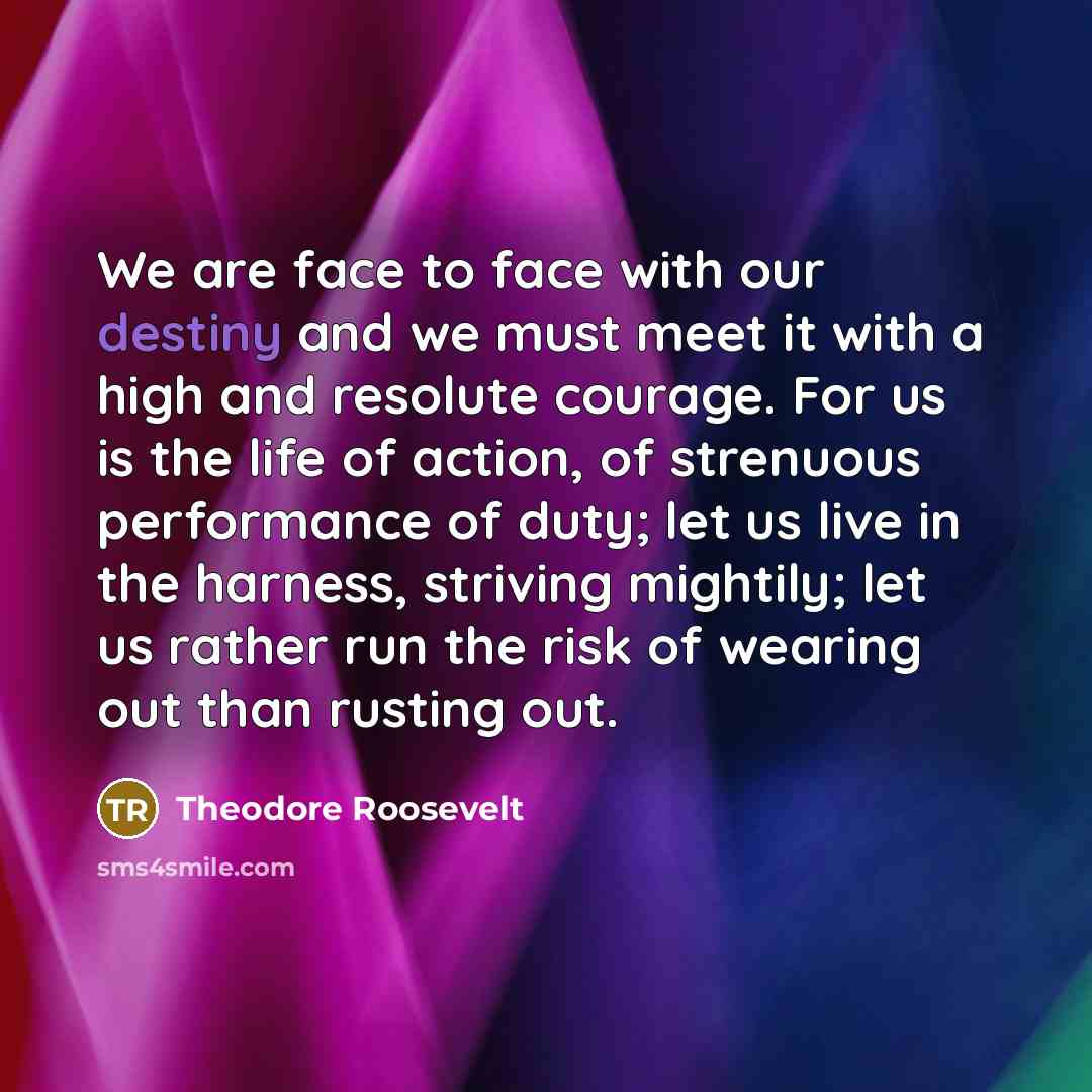“We are face to face with our destiny and we…” quote by Theodore Roosevelt