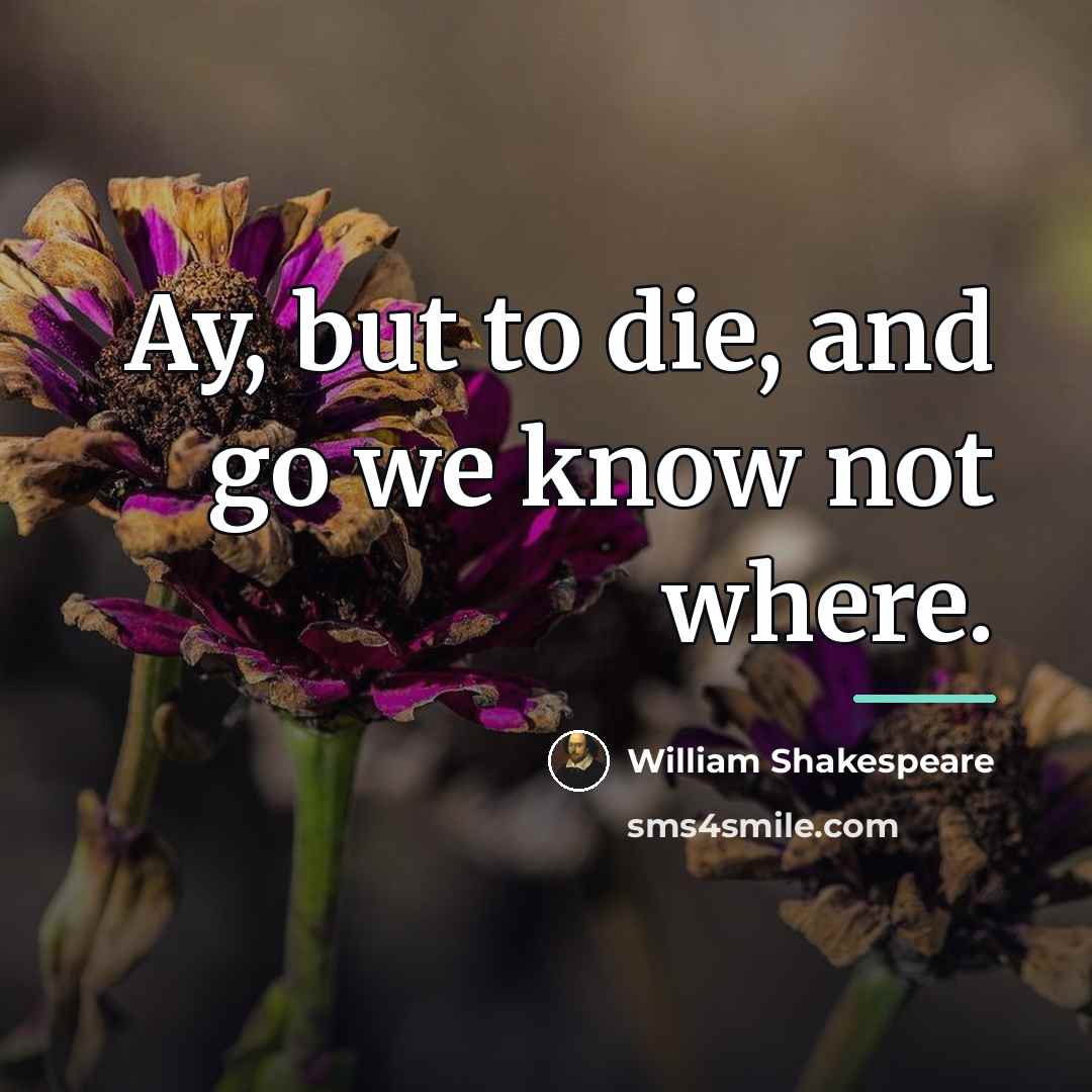 “Ay, but to die, and go we know not where.…” quote by William Shakespeare