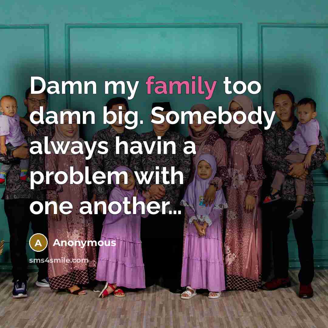 “Damn my family too damn big. Somebody always havin a…” quote by Anonymous
