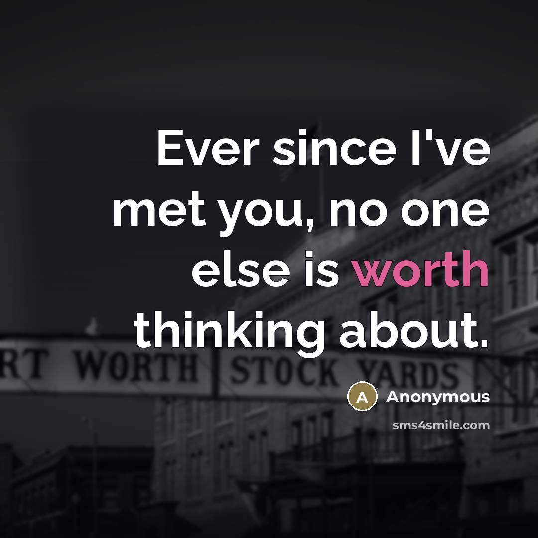 “Ever since I've met you, no one else is worth…” quote by Anonymous