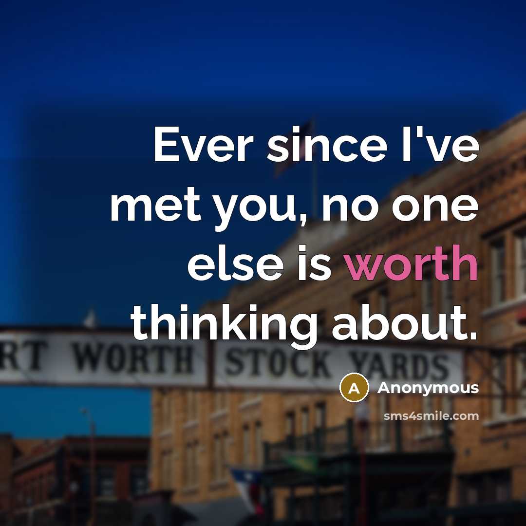 “Ever since I've met you, no one else is worth thinking about.” quote by Anonymous