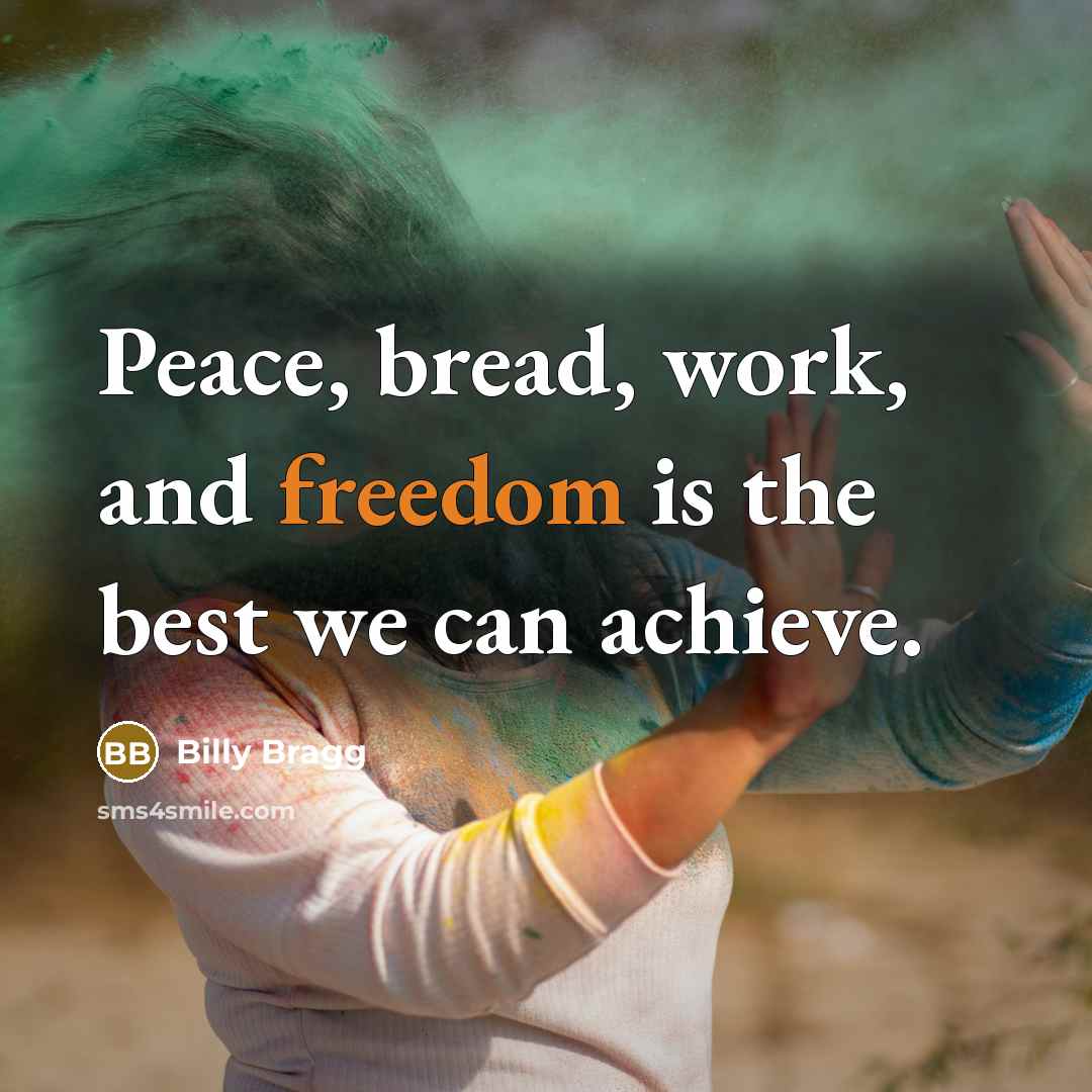 “Peace, bread, work, and freedom is the best we can…” quote by Billy Bragg