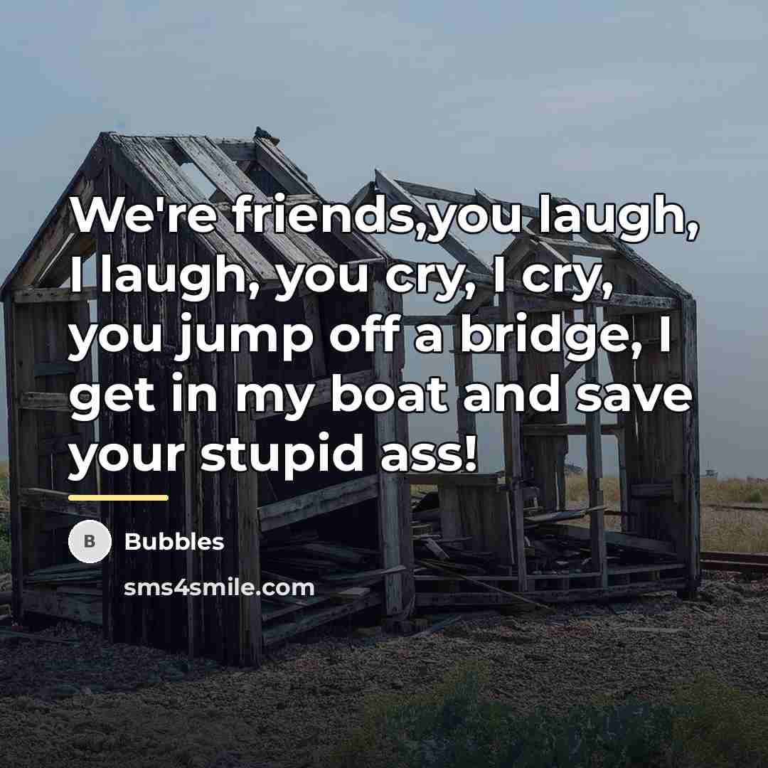 “We're friends,you laugh, I laugh, you cry, I cry, you…” quote by Bubbles