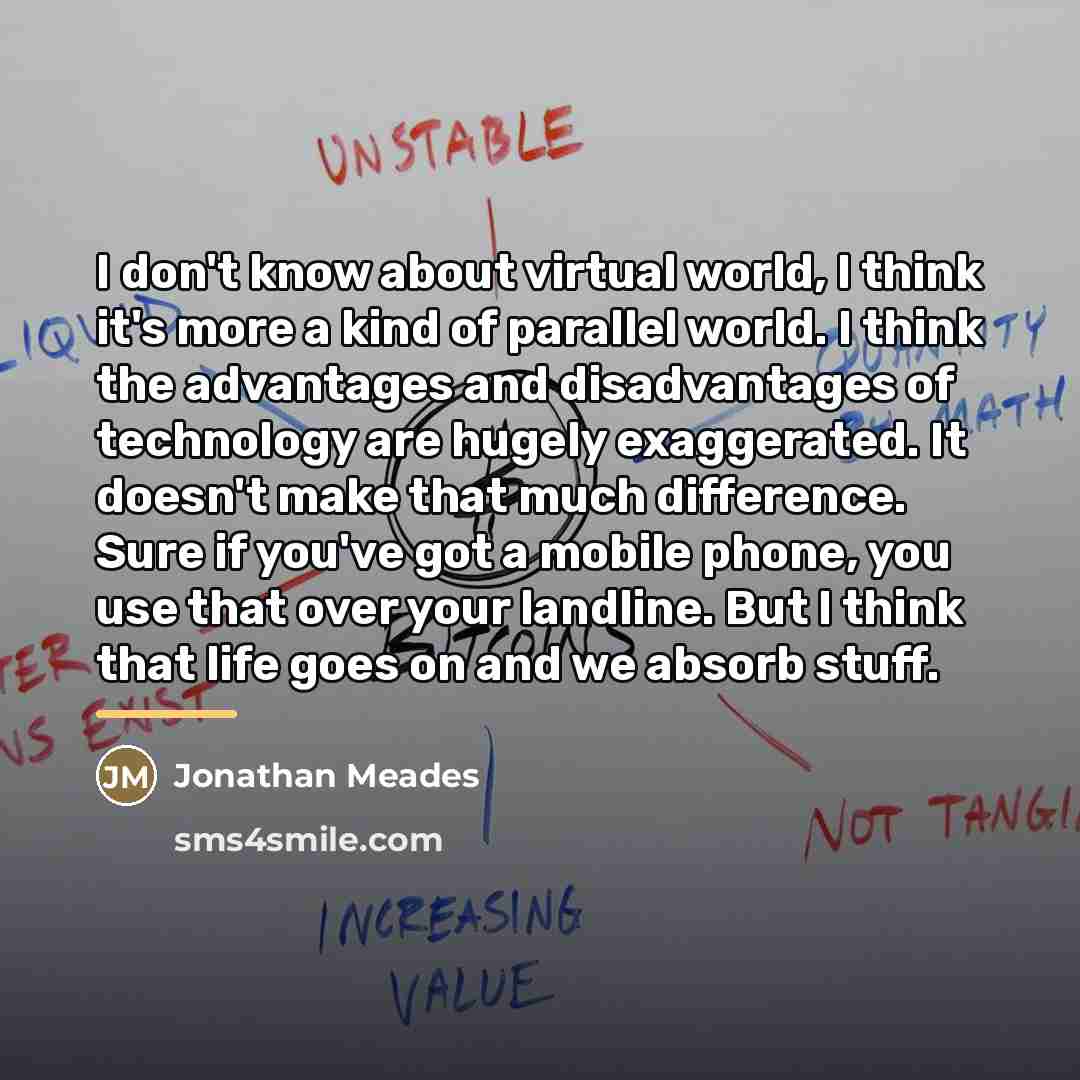 “I don't know about virtual world, I think it's more…” quote by Jonathan Meades