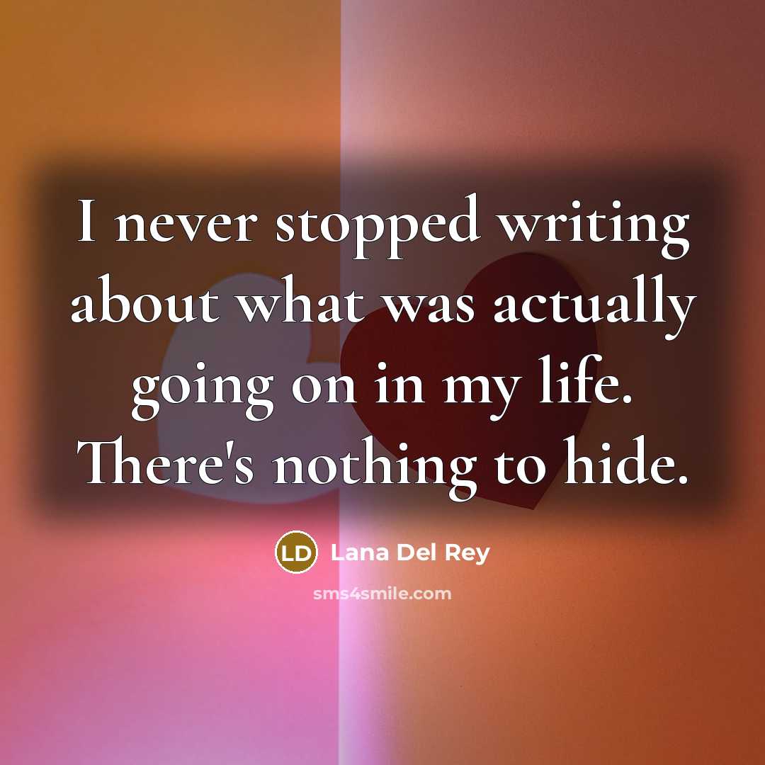 “I never stopped writing about what was actually going on…” quote by Lana Del Rey