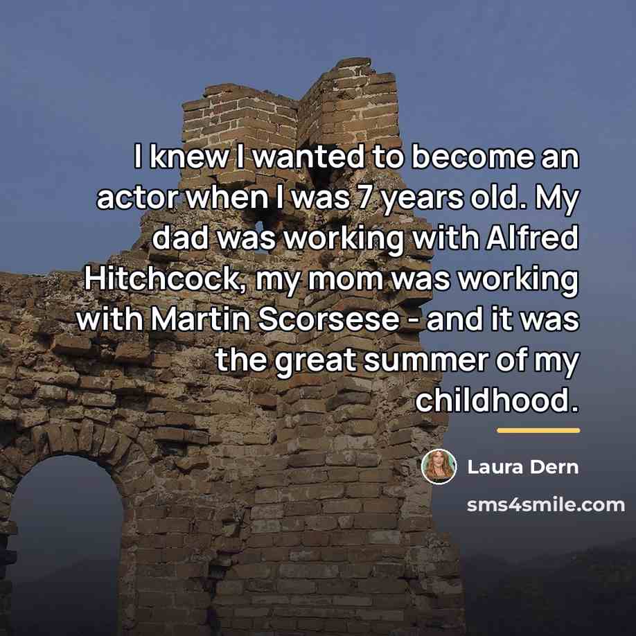 “I knew I wanted to become an actor when I…” quote by Laura Dern