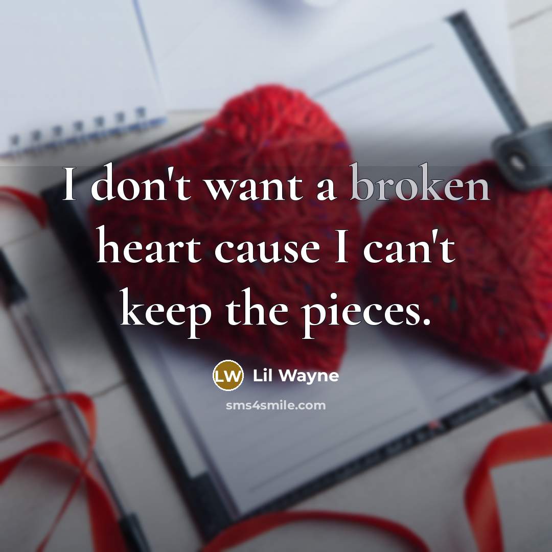 “I don't want a broken heart cause I can't keep…” quote by Lil Wayne