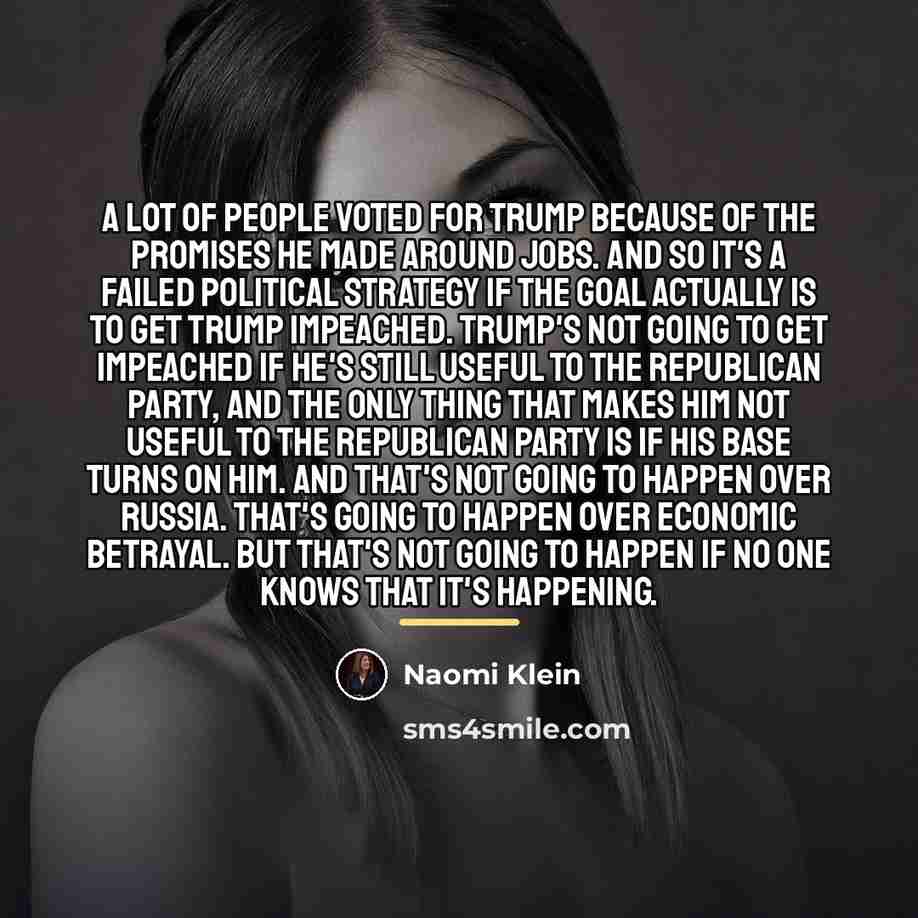 “A lot of people voted for Trump because of the…” quote by Naomi Klein
